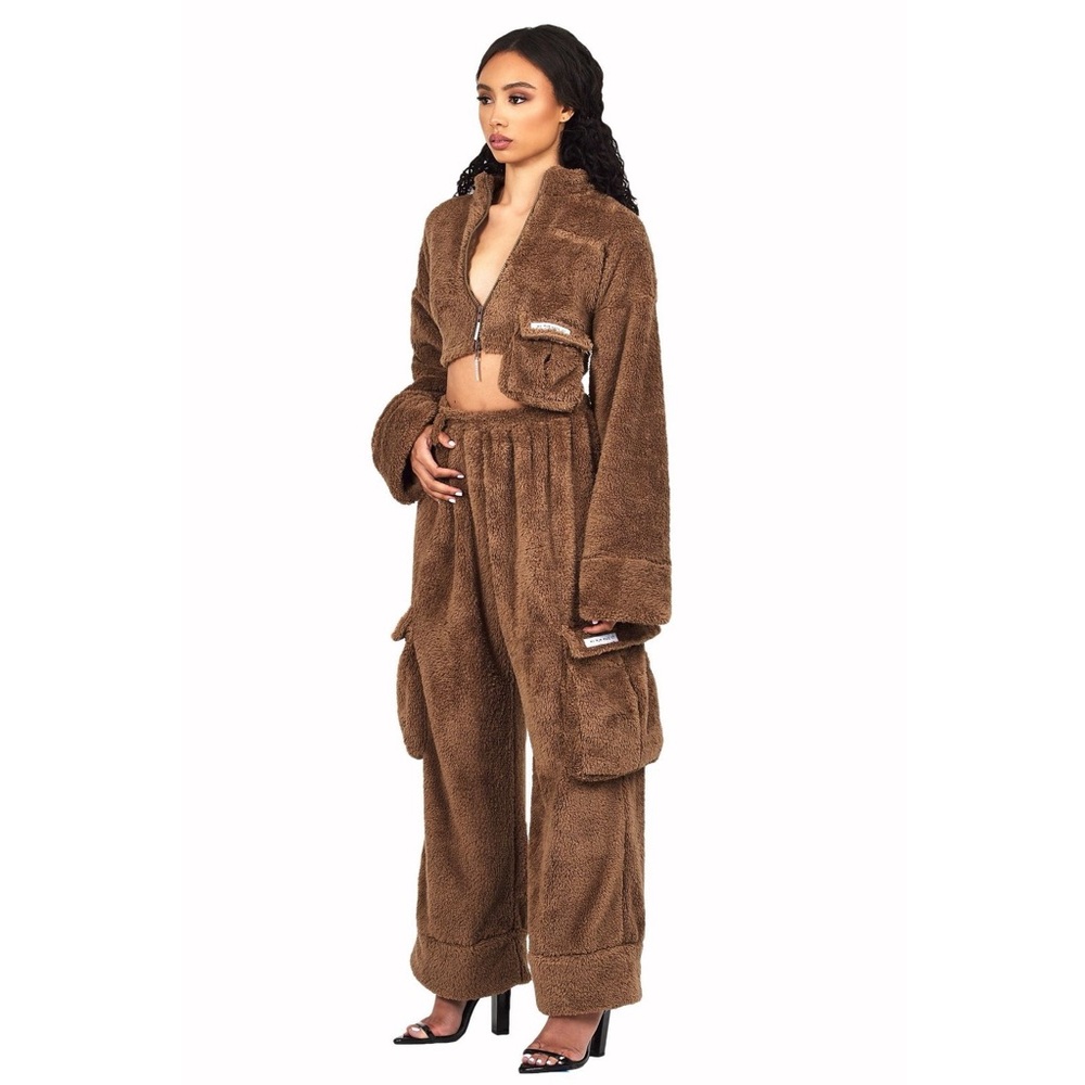 Cozy Brown Fleece Two-Piece Set